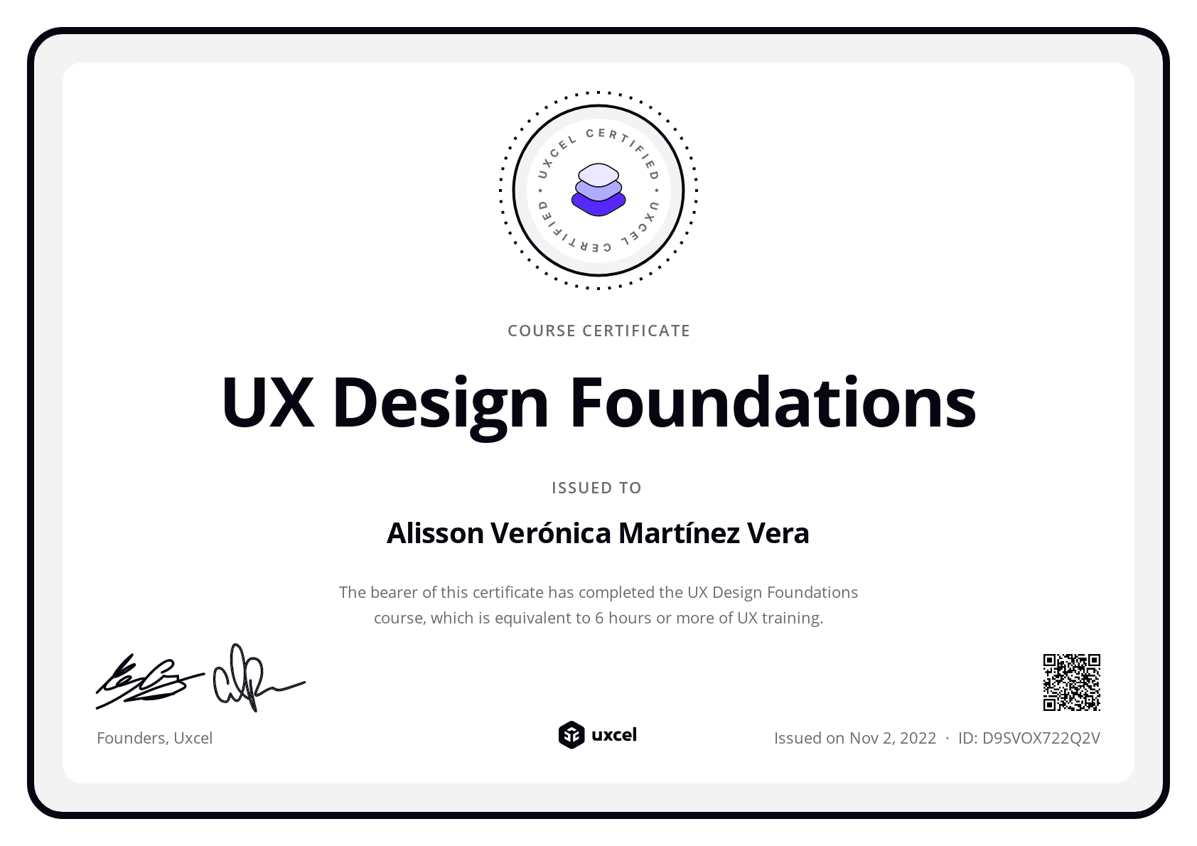 Alisson Verónica Martínez Vera's certificate